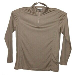 Mens XL Desert Tan Undershirt Base Layer XL Pullover  1/4 Zip Long Sleeve Shirt